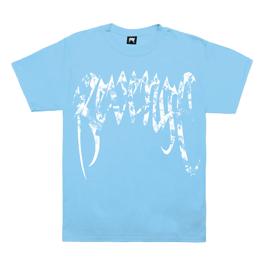 New Revenge x Juice Wrld Collage Blue T-Shirt - Revenge Clothing